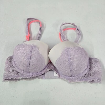 Sutiã Feminino Victoria Secret 34C Renda Roxa Dream Angels Forrado Demi Underwire - Imagem 1 de 4