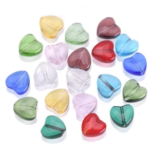 20pcs 10mm Heart Shape Crystal Glass Loose Beads For Jewelry Making DIY Findings - Picture 1 of 11