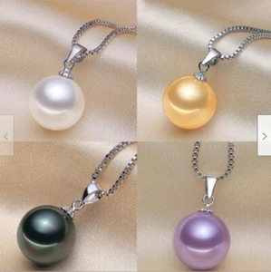 Beautiful Shell Pearl 14mm 925 Silver Pendant Necklace 18" - Picture 1 of 18
