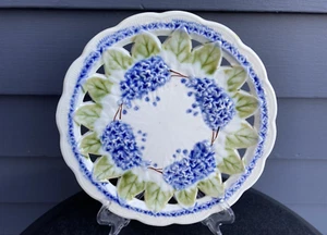 Plato vintage art nouveau Villeroy Boch mayólica lilas flores reticulado 1900 - Imagen 1 de 9