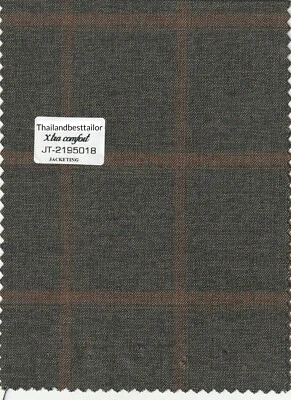 Tela de traje a cuadros gris en marrón 5 yardas lana italiana tela súper fina Foto 1 de 2