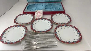 Kenzo Kaffee & Tee Keramik Untertasse 5er Set + Yumi Katsura Gabel Set selten - Bild 1 von 13