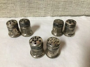 ANTIQUE RARE 1" MINI SALT & PEPPER SHAKERS STERLING SILVER STAMPED - Picture 1 of 14