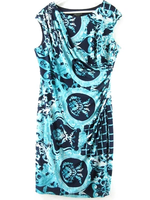 Vestido Connected Apparel para mujer 16 azul cruzado envolvente funda sin mangas acanalado Foto 1 de 4
