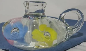 Gorgeous Vtg Joe St Clair Art Glass Finger Lamp Candle Holder Paper Weight EUC - Picture 1 of 9