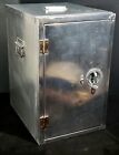 Vintage Industrial Aluminum Document Locable Cabinet WWII Era Getty Brass Hinges