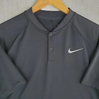 NIKE DRI-FIT Size Medium Mens Henley Collar Polo Shirt Performance Black Golf - Image 1 of 4