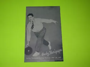 TARJETA DE EXHIBICIÓN ANDY VARIPAPAP CAMPEÓN DE BOLOS ALL STAR TORNEO 1946 Y 1947 - Imagen 1 de 2