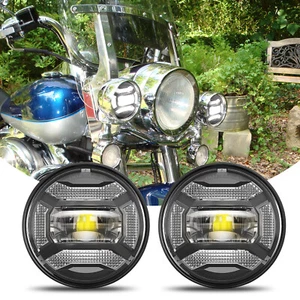 Pair 4.5'' LED Fog Light Halo Angel Eye For Harley Road King Classic EFI FLHRCI - Picture 1 of 14