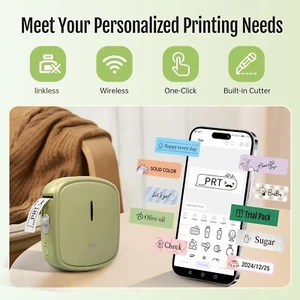 PRT QUTIE | Mini Bluetooth Tragbarer Label Printer Drucker | Grün - Photo 1/5