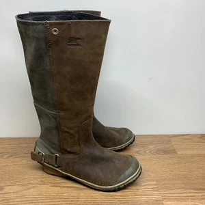 Sorel Damen 9,5 Slimpack wasserdicht braun Leder Winter hoch kniehohe Stiefel - Bild 1 von 13