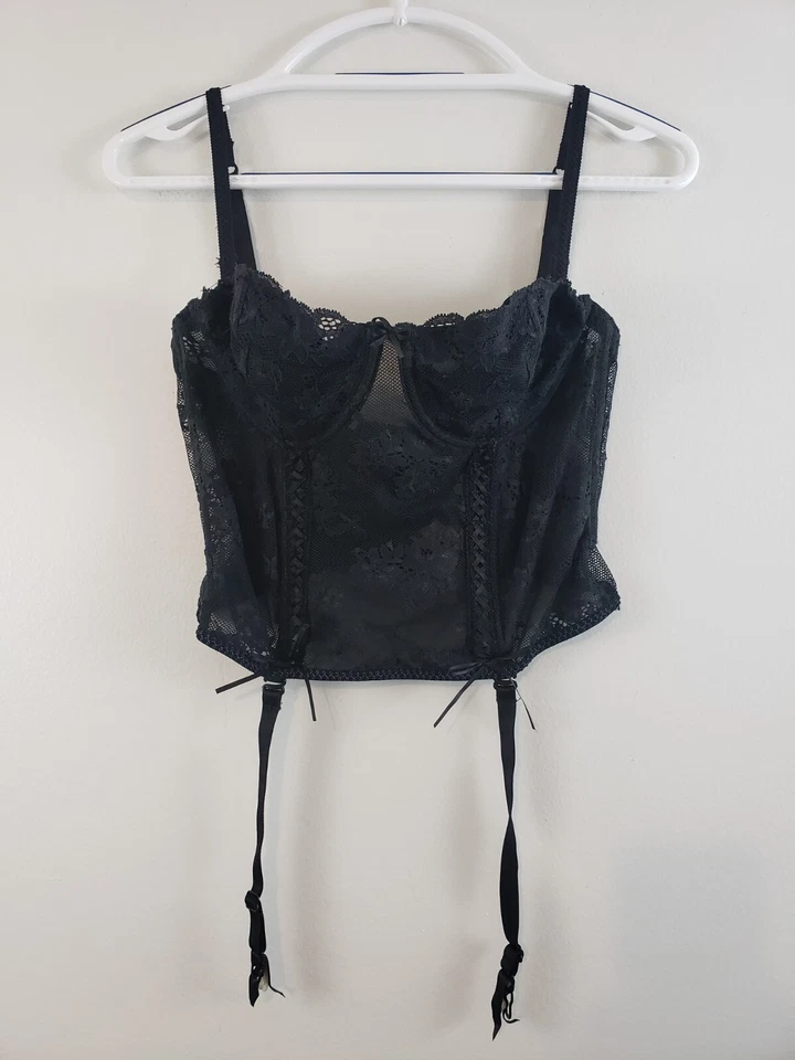 (S5) VTG Victoria’s Secret Lace Push-Up Bustier Bridal Corset Garter Gothic 36C - Image 1 of 4