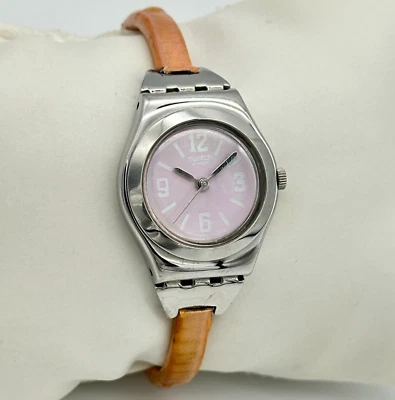 Ladies SWATCH Irony "Cerchio Selvaggio" Silver & Pink Bracelet Watch, YSS187A - Image 1 of 4