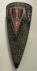 VINTAGE WALL MOUNTED DRY VASE -- JAPAN -- CERAMIC -- BLACK/RED/BLUE MOTIVE - Picture 1 of 7