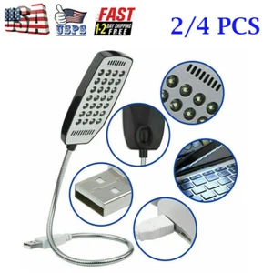 2/4Pcs 28LED USB Light Flexible Computer Notebook Laptop PC Desk Reading Lamp US - Afbeelding 1 van 12