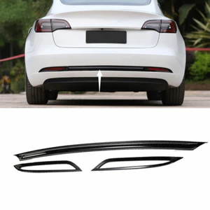 3X For Tesla Model 3 2017-2021 Gloss Black Car Rear Bumper Protector Lower Strip - Picture 1 of 6
