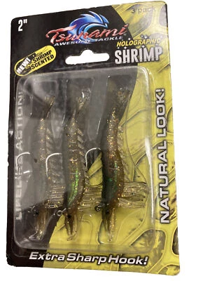 TSUNAMI CAMARONES HOLOGRÁFICOS 2 pulgadas paquete de 3 camarones perfumados Foto 1 de 2