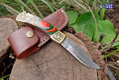 Cuchillo Plegable Táctico Hoja DAMASCUS Bolsillo Caza Supervivencia Aire Libre Camping Foto 1 de 4