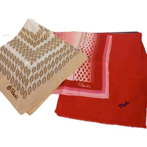 Vintage Paoli Designer Scarf Lot of 3 Scarves Red, Pink, Beige, EUC - Picture 1 of 8