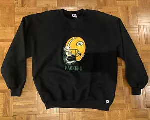 Vintage Green Bay Packers Sweatshirt Mens XXL Black Russell Pullover Crewneck - Picture 1 of 8