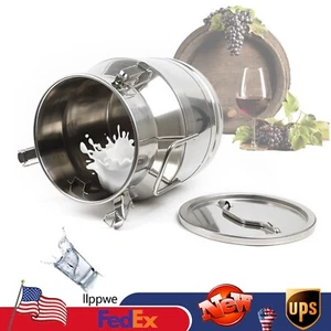 12L Stainless Steel Milk Can Wine Pail Bucket Oil Milk Tote Jug with Lid - Picture 1 of 9