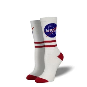 Calcetines Socksmith Novedad NASA Clásicos Gráficos Damas Blanco Algodón Crew Reino Unido 3-8 - Imagen 1 de 1