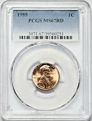 1985 1C Lincoln Cent PCGS MS67RD - Classic Blue Label - Image 1 of 2