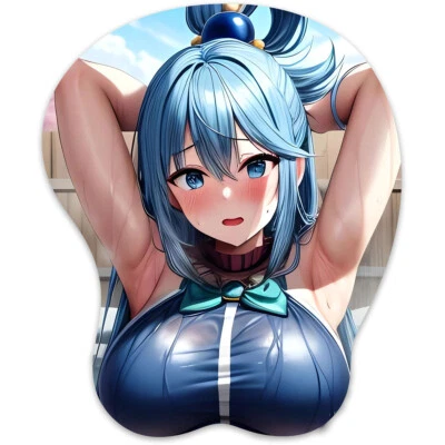 3D Mousepad Oppai Mouse pad with Wrist Rest Pain Relief Anime Manga pad Aqua - Image 1 of 4