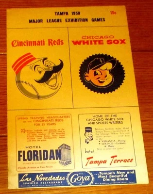 1959 Tampa Major League Exhibition Scorecard Braves vs. Reds W/Aaron ERROR COVER - Image 1 of 4