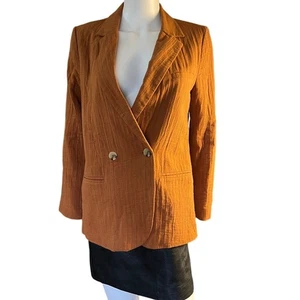 Daniel Rainn Burnt Orange Textured Cotton Blazer Jacket Size Small - Picture 1 of 5
