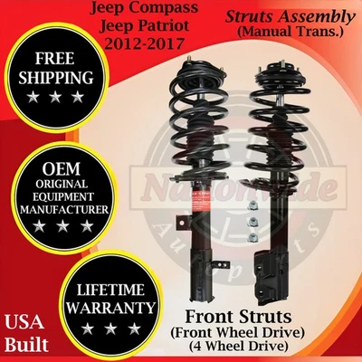 Puntales delanteros Monroe OEM para Jeep Compass/Patriot 2012-2017 2x2/4x4 guerra de por vida. Foto 1 de 4