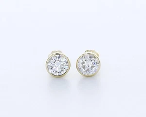 Diamantes naturales certificados F/SI1 corte redondo bisel oro 14K tachuelas clásicas de 1,5 quilates - Imagen 1 de 4