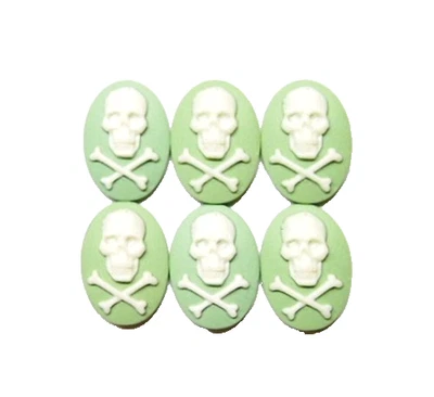 8 cabujones camafeos góticos vintage blancos/verdes salvia 25x18 mm Foto 1 de 4
