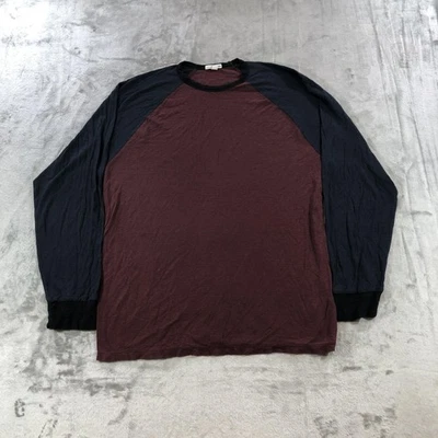 James Perse Shirt Mens Large Burgundy Navy Raglan Long Sleeve Made in Japan Tee - Image 1 of 4