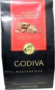 Godiva Masterpiece Ganache al Cioccolato al Latte 15,1 oz Sacchetto Regalo Vacanze Dolci - Foto 1 di 4