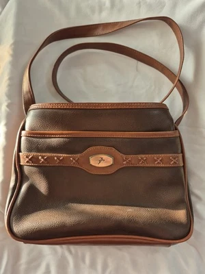 Bolso de mano de cuero sintético ciervo blanco 2 tonos marrón Foto 1 de 4