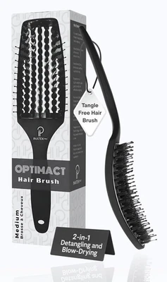 Curvo ventilado para secado por soplado - Cepillo de cerdas de jabalí (medio) con cómodo Han Foto 1 de 4