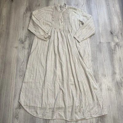 Camisola feminina LL Bean Dobby flanela pintuck algodão casa de campo vestido de dormir tamanho XL - Imagem 1 de 4