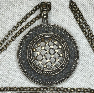 Knut Paulsen Vintage Grande Bronce Colgante Collar Noruega Diseño Escandinavo - Imagen 1 de 7