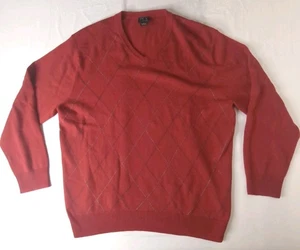 Suéter Jos A Bank Ejecutivo Lana de Cordero Argyle Cuello en V Para Hombre XL Rojo Lana Tejido - Imagen 1 de 6