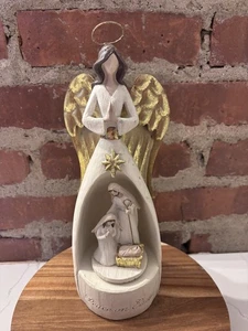 Vintage Angel Nativity Peace On Earth Music Box Holy L Silent Night Tune - Picture 1 of 10