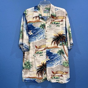 Vintage Reyn Spooner Hawaiian Button Up Shirt Surfer Island Print Small/Medium  - Picture 1 of 17