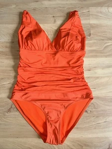 Liz Claiborne Ruched One Piece Swimsuit Orange Size 8 - Picture 1 of 4