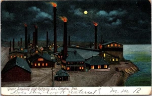 Grant Smelting & Refining Co. Omaha Nebraska NE Full Moon Antique 1907 Postcard - Picture 1 of 2