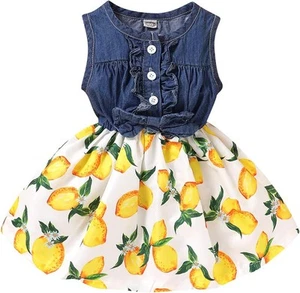 Kucnuzki Toddler Girl Outfits Baby Sunflower Princess 4-5T, Blue Yellow - Picture 1 of 6