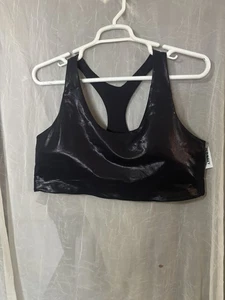 Old Navy Sport BH 3x glänzend schwarz Farbe Powersoft sieht ähnlich aus wie Leder - Bild 1 von 4