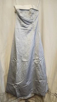 Vestido de princesa nupcial David's para mujer 6 azul sin tirantes bordado graduación formal Foto 1 de 4