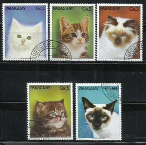 0831-SERIE COMPLETA PARAGUAY 1989 Nº 2424/2428 GATOS FELINOS, BONITOS SELLOS. - Picture 1 of 1
