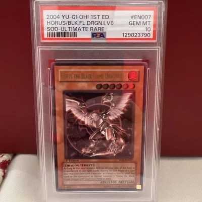 YUGIOH PSA 10 Horus the Black Flame Dragon LV6 SOD-EN007 Ultimate 1st Edition - Image 1 of 3