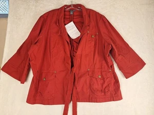 Motto QVC Womens Plus 3X Red Stretch Jacket Blazer Open Tie Cinched Back Top NWT - Picture 1 of 12